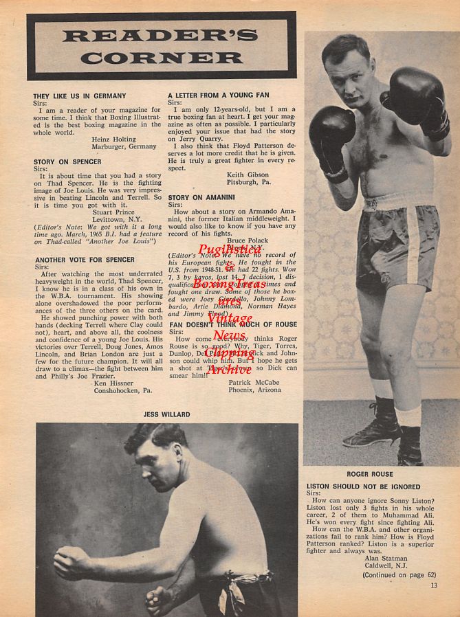 Boxing News Clipping #921 - Frank Hagney, Jack Johnson, Jess Willard, Roger Rouse