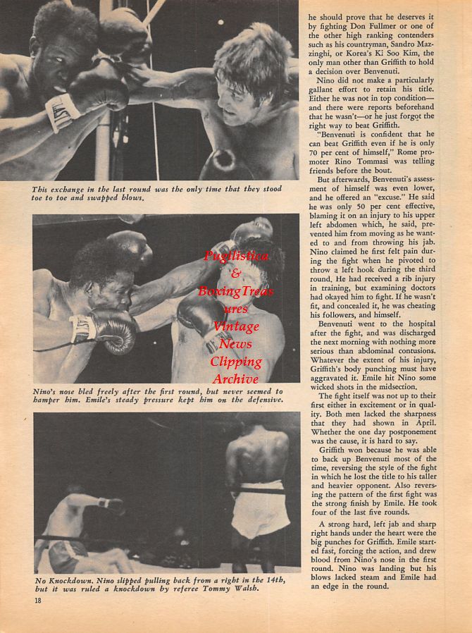 Boxing News Clipping #923 - Emile Griffith vs. Nino Benvenuti