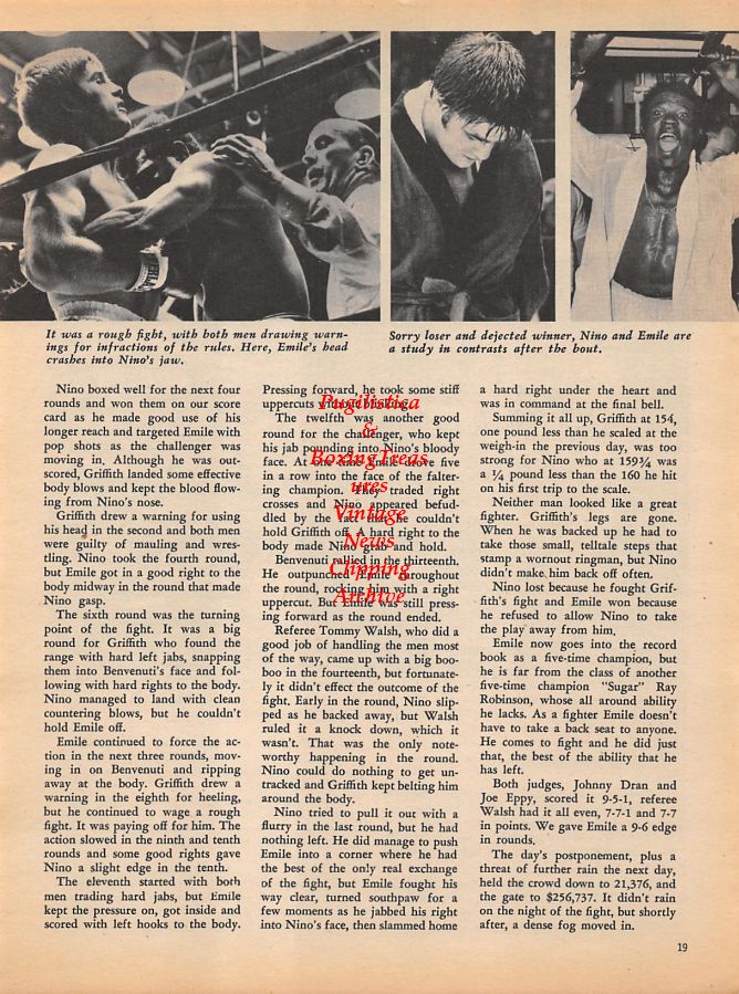 Boxing News Clipping #924 - Paul Fugii vs. Sandro Lopopolo, Emile Griffith vs. Nino Benvenuti