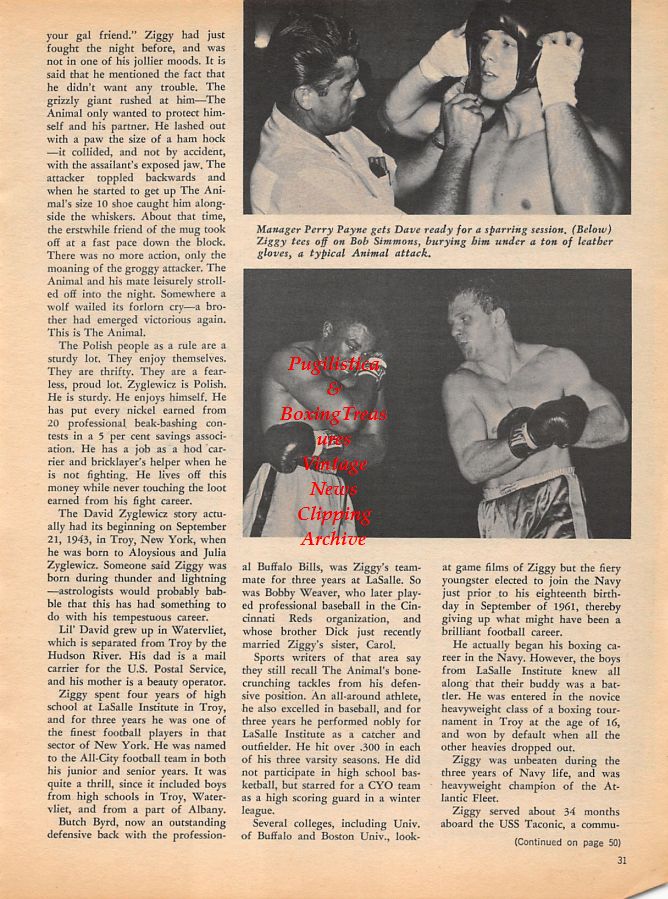 Boxing News Clipping #929 - Ezzard Charles vs. Bob Satterfield, Dave Zyglewicz, Perry Payne, Bob Simmons