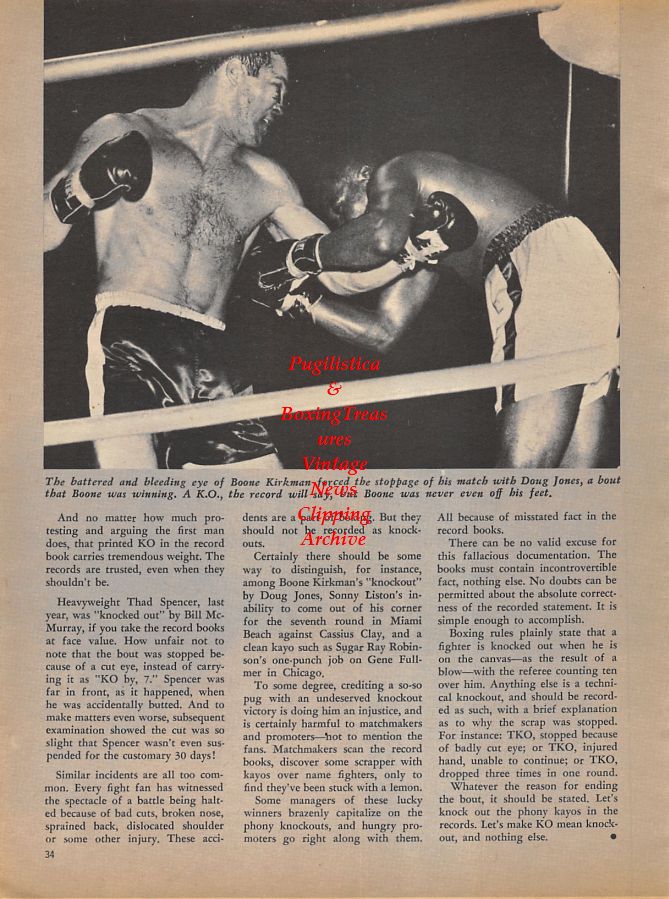 Boxing News Clipping #930 - Boone Kirkman vs. Doug Jones, Joe Brown, Thad Spencer
