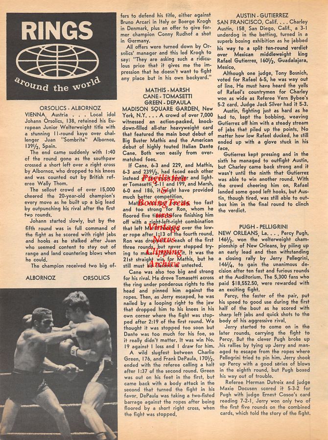 Boxing News Clipping #931 - Les McAteer, Leroy Roberts, Orlando Amores, Willie Smith, Johann Orsolics vs. Juan Albornoz