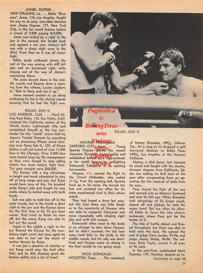 Boxing News Clipping #932 - Reg Gutteridge, Fernando Atzori vs. John McCluskey, Raul Rojas vs. Kang Suh IL