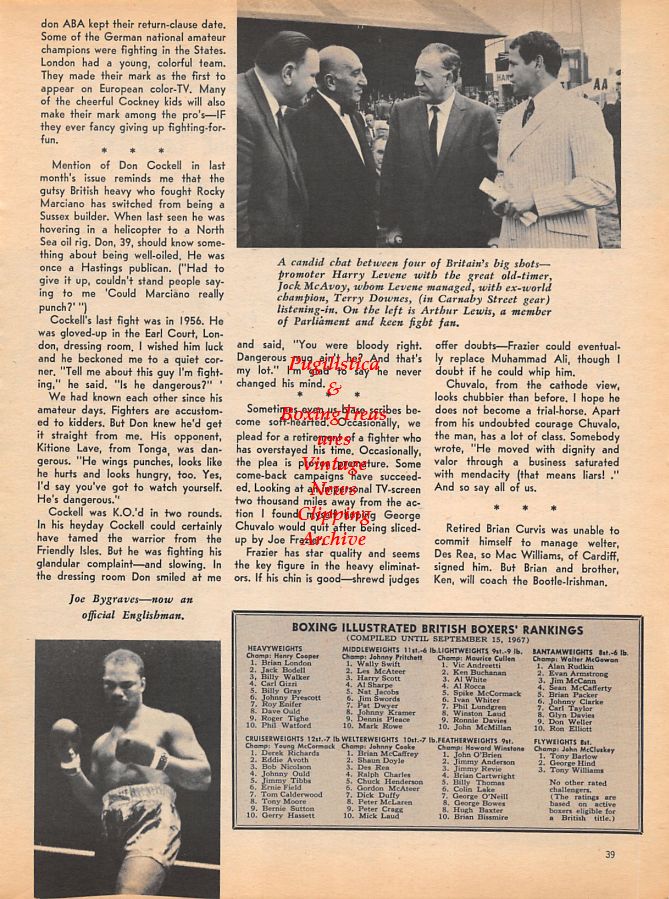 Boxing News Clipping #933 - Johnny Cooke vs. Dick McTaggart, Harry Levene, Jock McAvoy, Terry Downes, Joe Bygraves