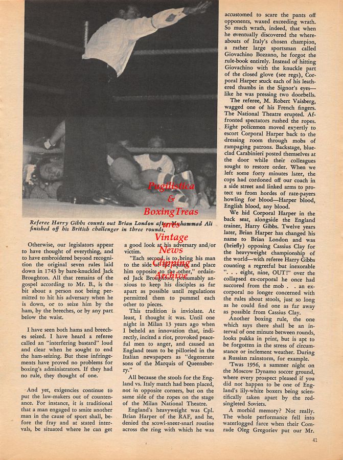 Boxing News Clipping #934 - Brian London knocked out by Muhammad Ali