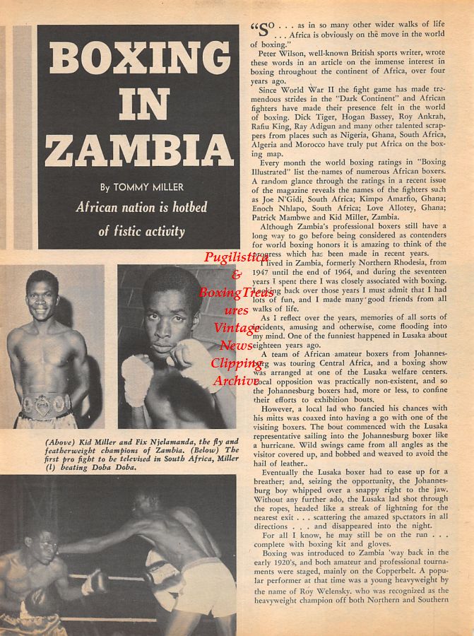 Boxing News Clipping #935 - Kid Miller, Fix Njelamanda, Doba Doba, Lonsdale Belt, Harry Vines, Nat Basso and others