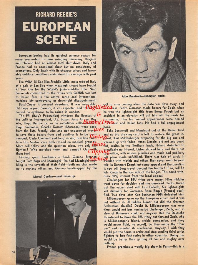 Boxing News Clipping #937 - Aldo Pravisani, Marcel Cerdan Jr.