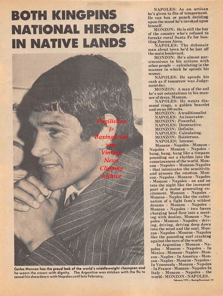 Boxing News Clipping #94 - Carlos Monzon, Inglewood Forum