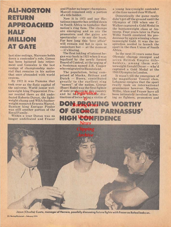 Boxing News Clipping #95 - Don Fraser, Rafael Herrera, Jesus Chucho Cuate