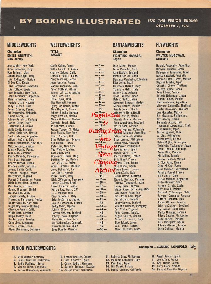Boxing News Clipping #952 - Curtis Cokes vs. Jean Josselin