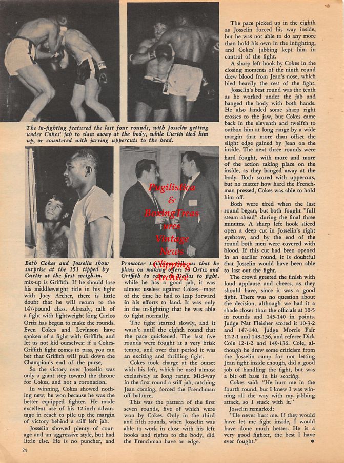 Boxing News Clipping #953 - Curtis Cokes vs. Jean Josselin