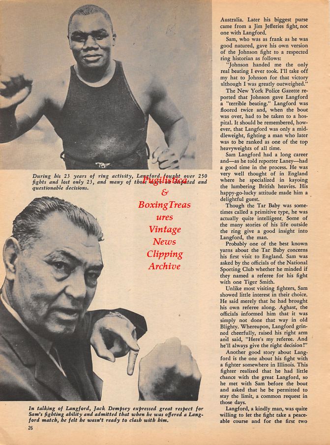 Boxing News Clipping #954 - Sam Langford, Jack Dempsey