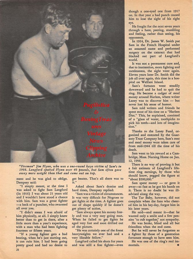 Boxing News Clipping #955 - Jack Johnson vs. James J. Jeffries, Jim Flynn