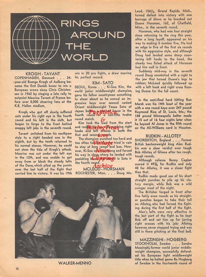 Boxing News Clipping #956 - Roger Rouse vs. Eddie Cotton, Billy Walker vs. Jose Menno