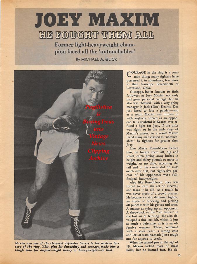 Boxing News Clipping #959 - Joey Maxim, Freddie Mills, Olle Tandberg