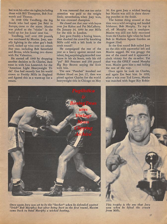 Boxing News Clipping #960 - Freddie Mills vs. Bob Murphy, Floyd Patterson and Archie Moore