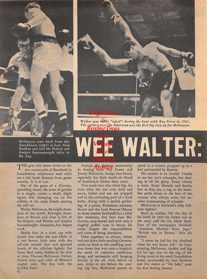 Boxing News Clipping #964 - Walter McGowan vs. Ray Perez and Alan Rudkin, Teddy Waltham, Chic Calderwood