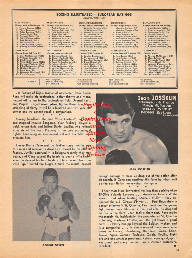 Boxing News Clipping #967 - Jean Josselin, George Foster, Brian Curvis