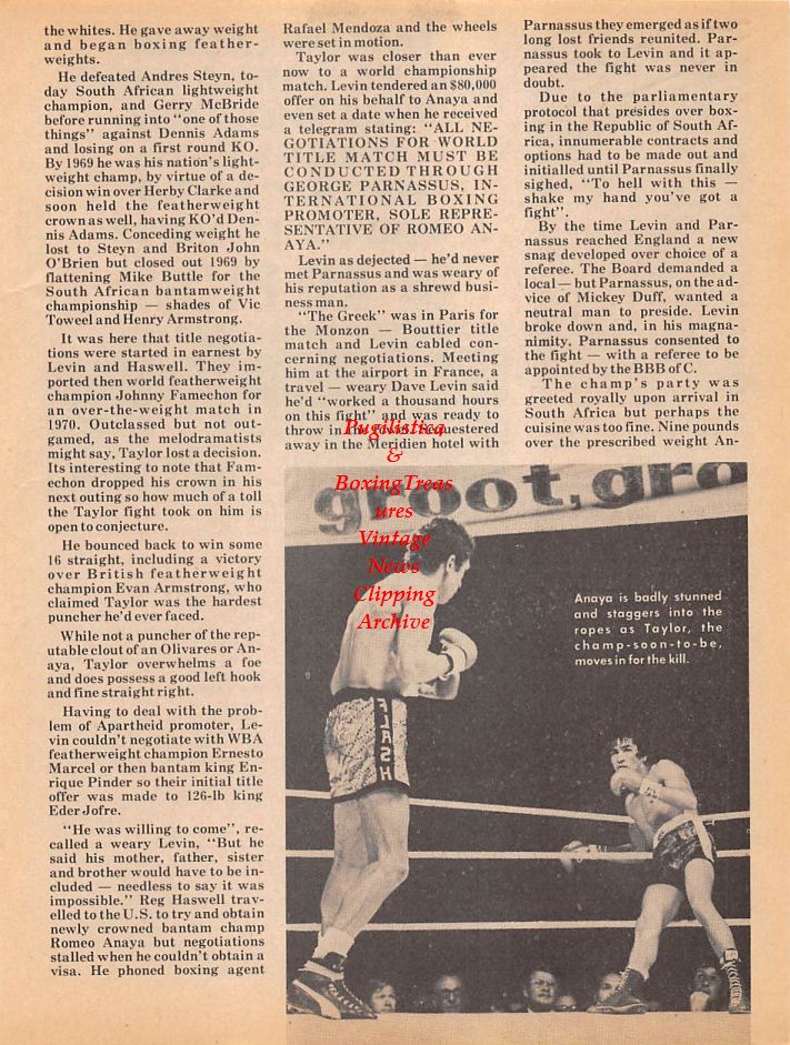 Boxing News Clipping #97 - Arnold Taylor vs. Romeo Anaya