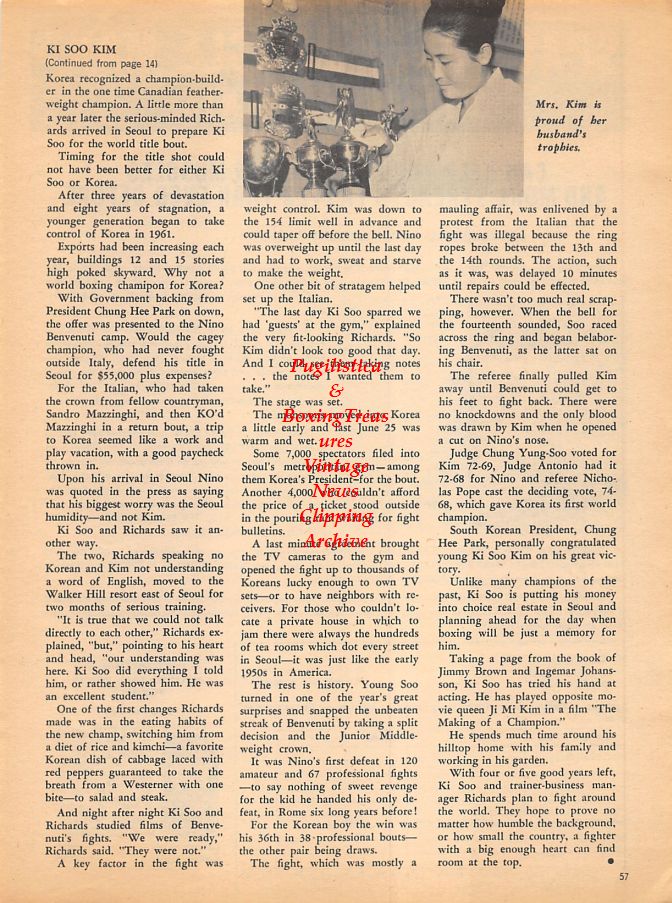 Boxing News Clipping #970 - wife of Ki Soo Kim