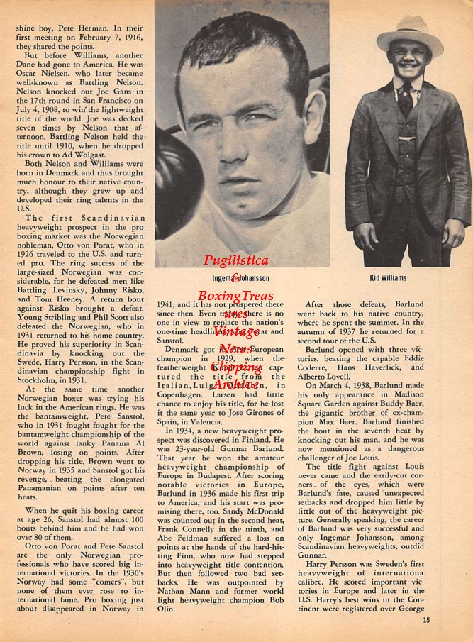 Boxing News Clipping #980 - Ingemar Johansson, Kid Williams, Jan Persson