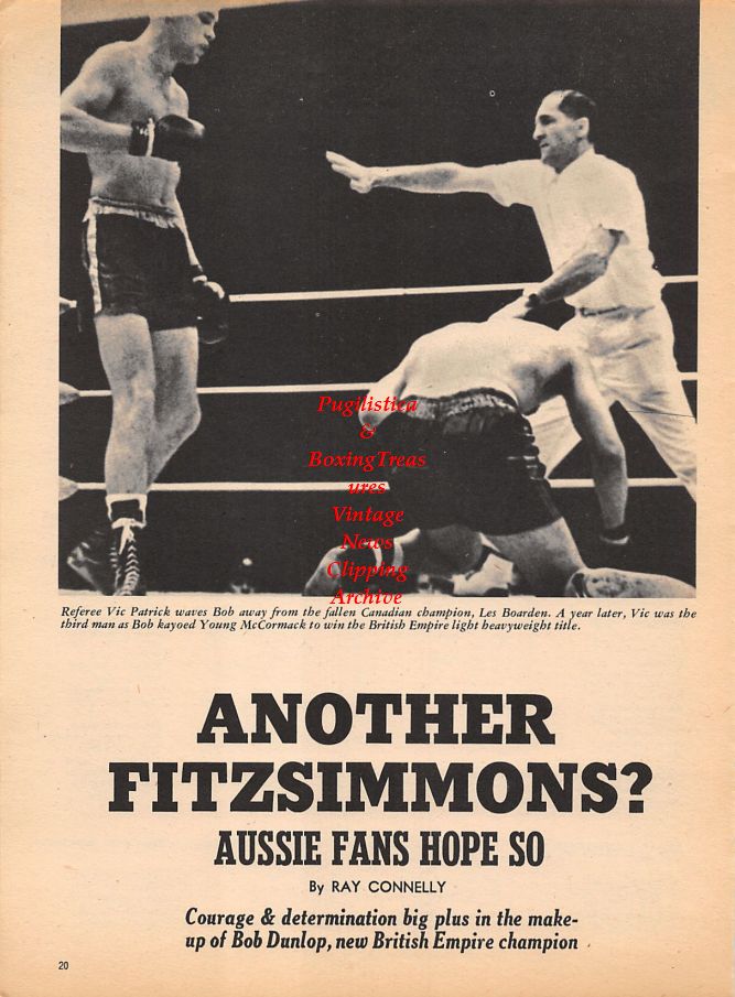 Boxing News Clipping #982 - Bob Dunlop vs. Les Boarden