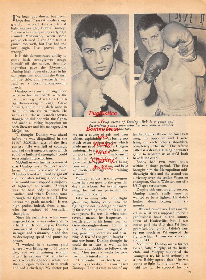 Boxing News Clipping #983 - Bob Dunlop