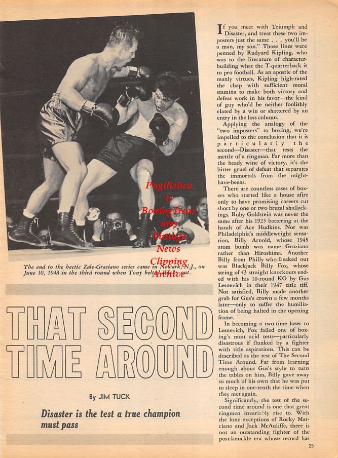 Boxing News Clipping #985 - Tony Zale vs. Rocky Graziano, Joe Louis, Sandy Saddler vs. Willie Pep