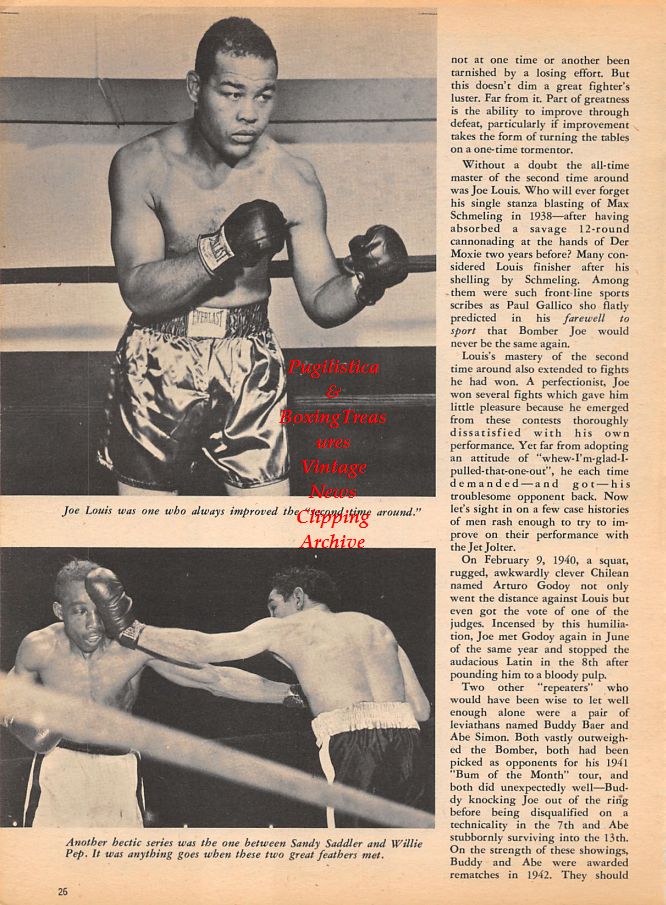 Boxing News Clipping #985 - Tony Zale vs. Rocky Graziano, Joe Louis, Sandy Saddler vs. Willie Pep