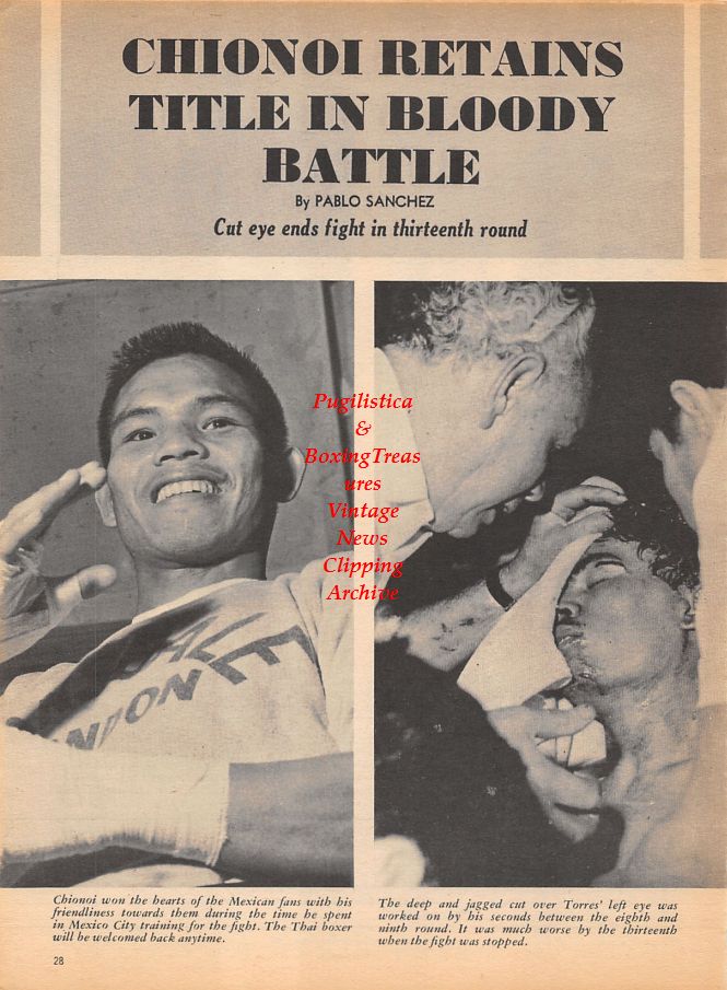 Boxing News Clipping #986 - Chartchai Chionoi vs. Efren Torres, Ruby Goldstein, Gene Tunney