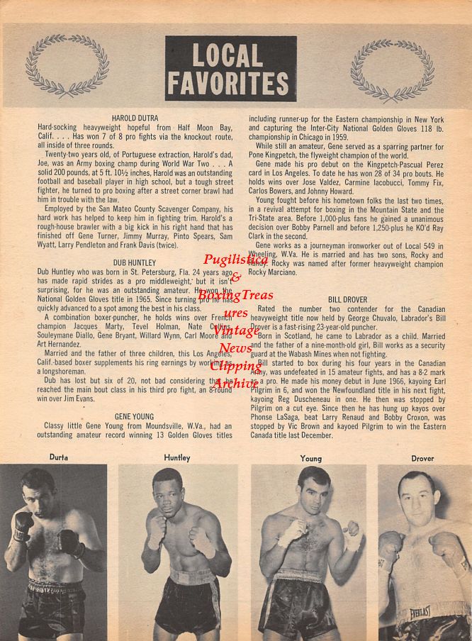 Boxing News Clipping #987 - Chartchai Chionoi vs. Efren Torres, Harold Dutra, Dub Huntley, Gene Young, Bill Drover