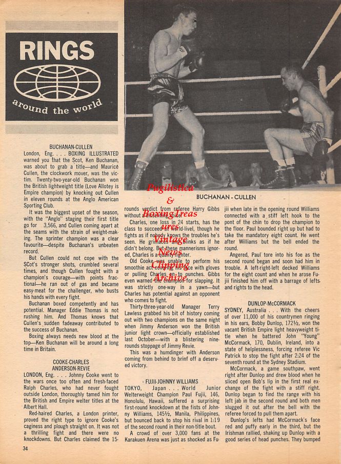 Boxing News Clipping #989 - Ken Buchanan vs. Maurice Cullen, Jack Johnson vs. James J. Jeffries