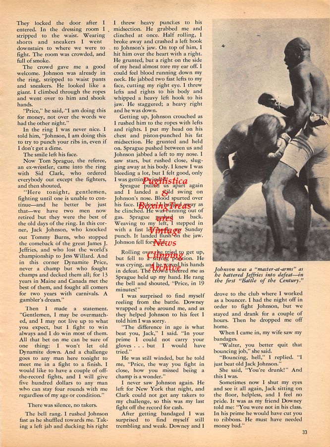 Boxing News Clipping #989 - Ken Buchanan vs. Maurice Cullen, Jack Johnson vs. James J. Jeffries