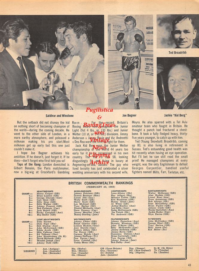 Boxing News Clipping #994 - Lionel Rose vs. Fighting Harada, Vicente Saldivar, Howard Winstone, Joe Bugner, Ted Broadribb, Jack Kid Berg