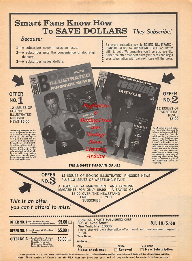 Boxing News Clipping #995 - Jean Josselin, Lion Ven