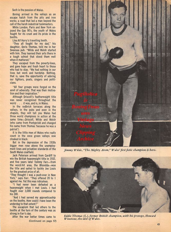 Boxing News Clipping #997 - Jimmy Wilde, Howard Winstone, Eddie Thomas, Mike Barrett