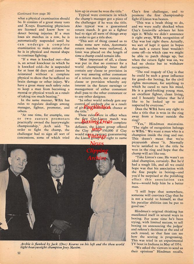 Boxing News Clipping #998 - Marvin Hart, Archie Hindman, Doc Kearns, Joey Maxim