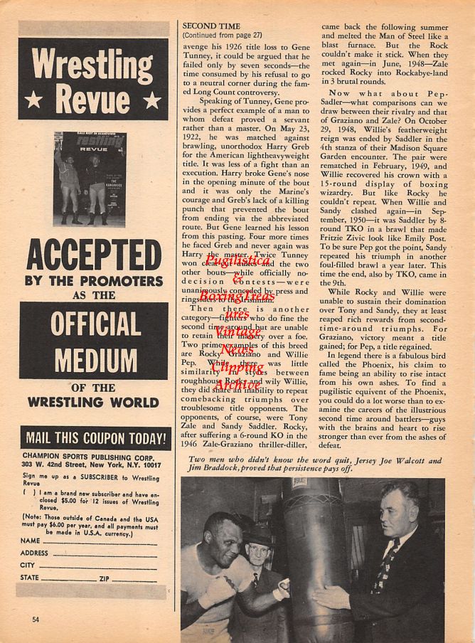 Boxing News Clipping #999 - Jim Braddock and Jersey Joe Walcott