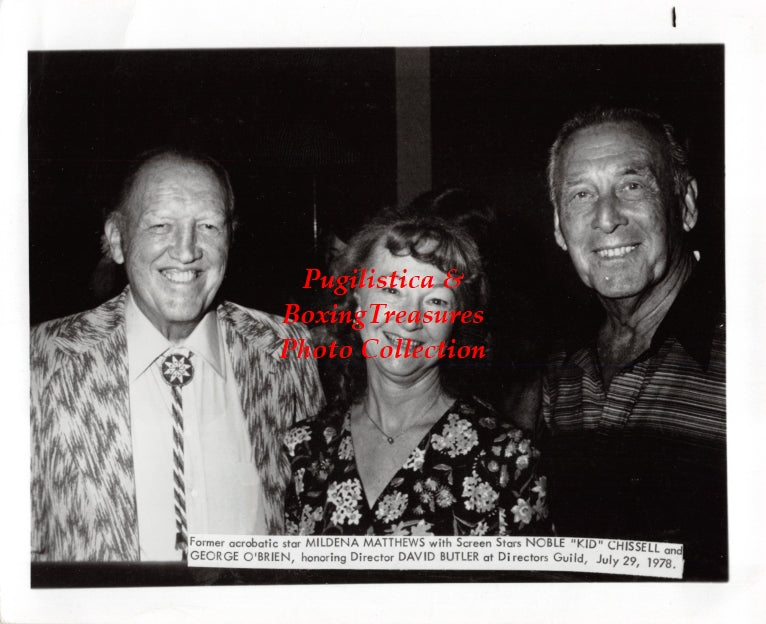 Boxing Photo #1216 - Noble "Kid" Chissell with Mildena Matthews and George O'Brien - Signed on the back by Chissell