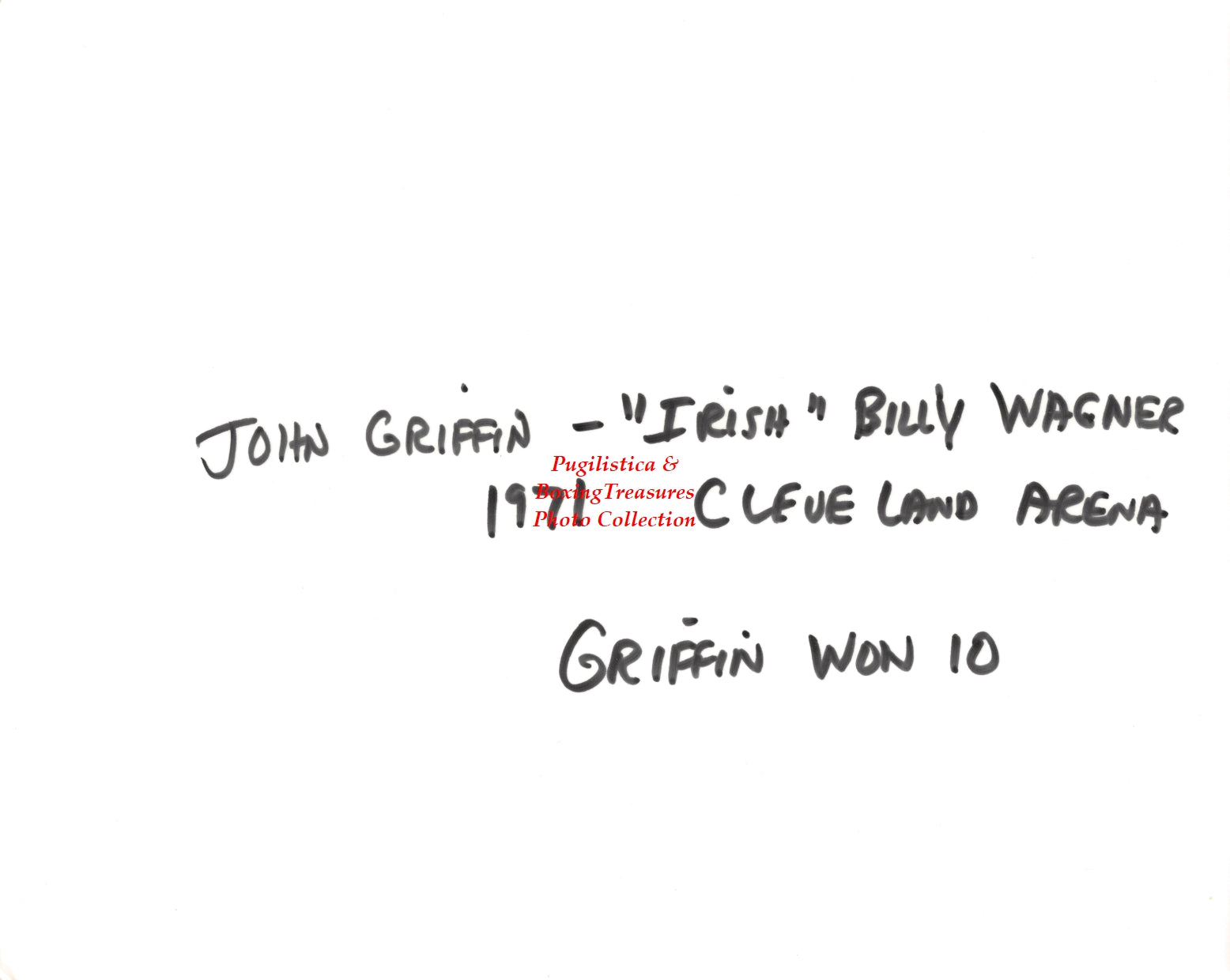 Boxing Photo #1237 - Johnny Griffin vs. "Irish" Billy Wagner - Cleveland, Ohio