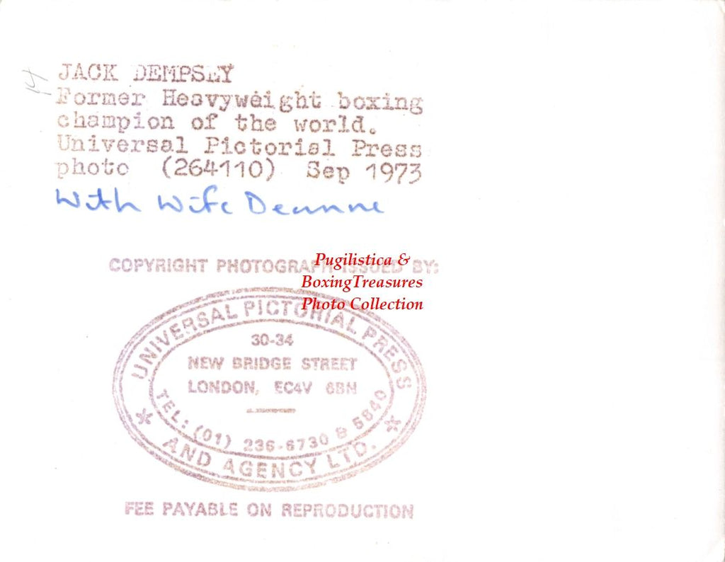 Boxing Photo #1451 - Jack Dempsey and Wife, Deanna - Vintage 1973 Press Photograph