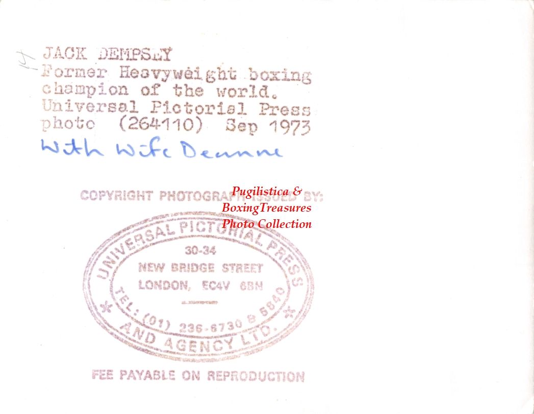 Boxing Photo #1451 - Jack Dempsey and Wife, Deanna - Vintage 1973 Press Photograph