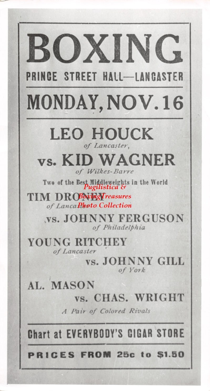 Boxing Photo #901 - Leo Houck, Kid Wagner, Tim Droney, Johnny Ferguson, Young Ritchie, Johnny Gill, Al Mason, Charles Wright - Lancaster, Pennsylvania
