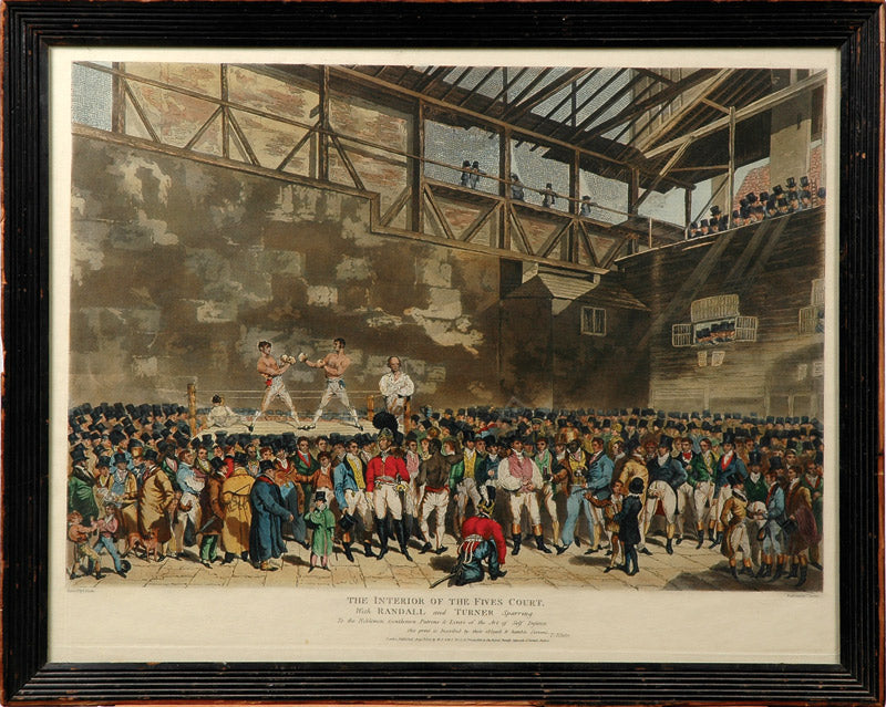 Jack Randall & Ned Turner Sparring at The Interior of Fives Court - Vintage 1825 Large Print