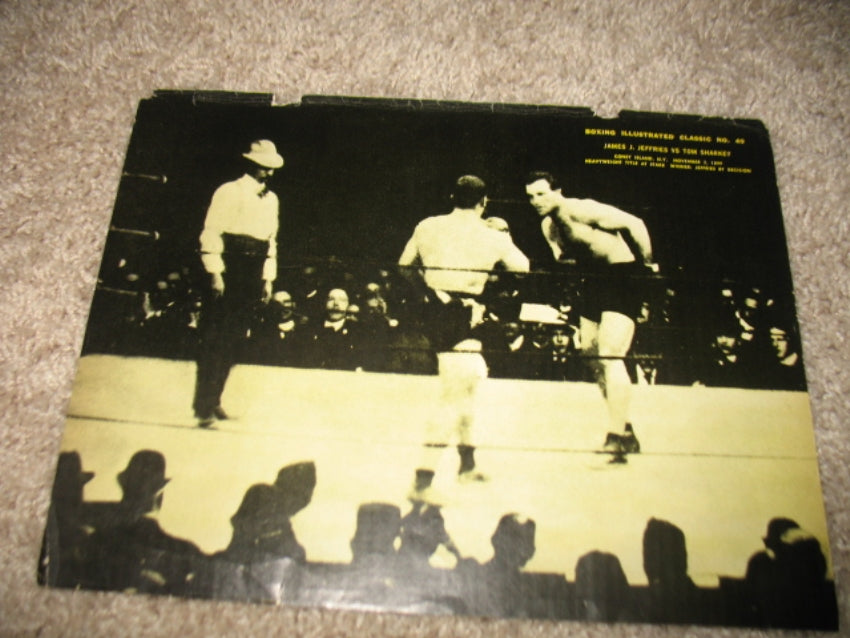 James J. Jeffries vs. Tom Sharkey, Vicente Saldivar vs. Mitsunori Seki - Vintage 1966 Boxing Illustrated Back Cover Pin-up