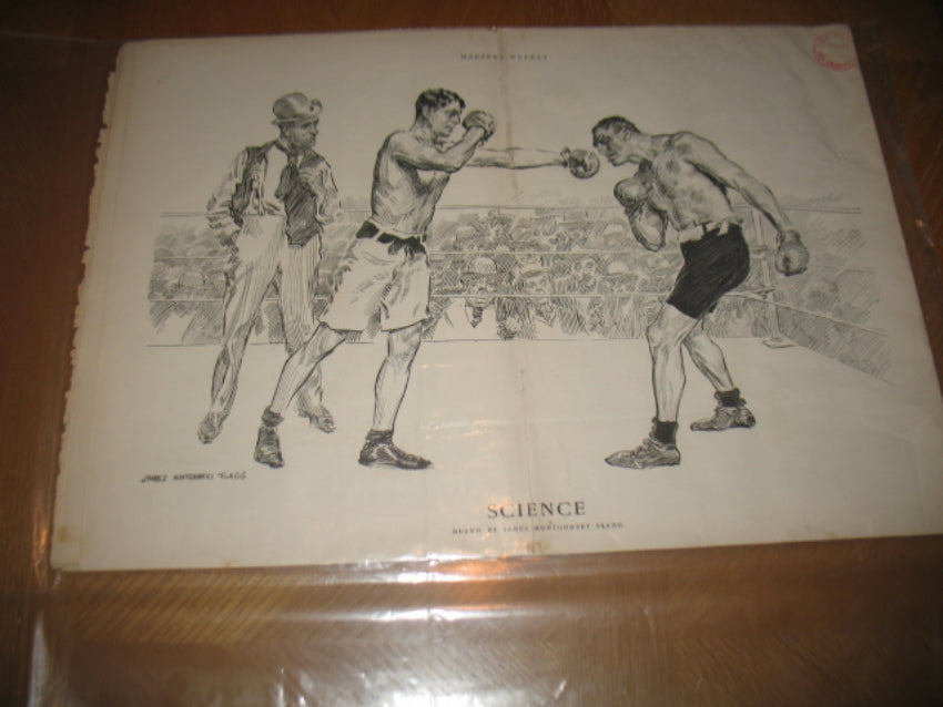 James Montgomery Flagg - Vintage 1907 Early James Montgomery Flagg Boxing Print - Harper's Weekly
