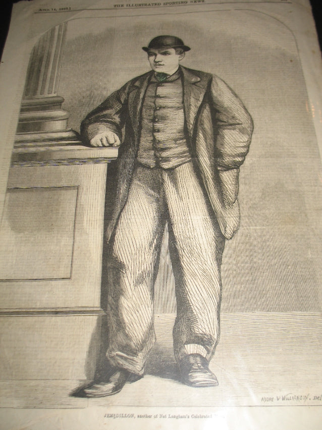 Jem Dillon - Vintage 1866 Engraved Full-page Print - The Illustrated Sporting News