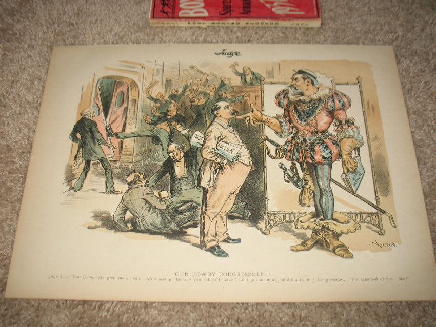 John L. Sullivan - Vintage 1890 Color Print from Judge Magazine