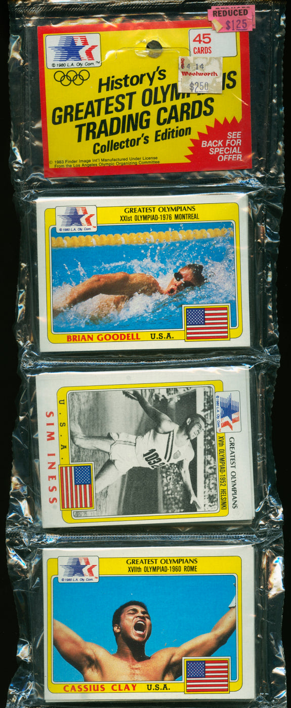 1983 Topps (Finder Image) GREATEST OLYMPIANS Unopened Rack Pack with CASSIUS CLAY / MUHAMMAD ALI on Front