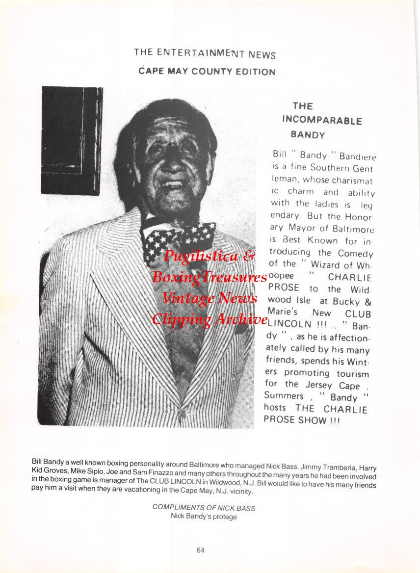 Boxing News Clipping #2770 - Harry Jeffra, Vince Cala, Kid Gavilan, Pete Galiano, Bill Bandy